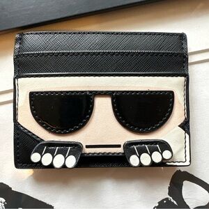Karl Lagerfeld White Knuckle Black Leather Card Holder
